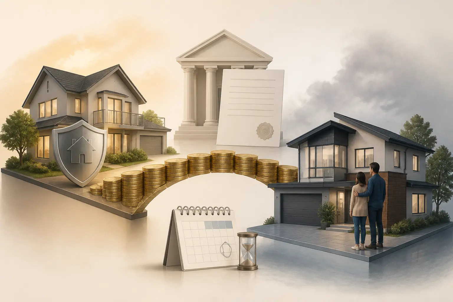 Autre solution que le prêt relais : maison en garantie, seconde maison à acheter et pont de pièces entre les deux